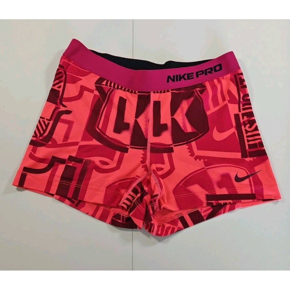 Nike Pro Dri-FIT Compression Shorts Pink Graphic Just Do It Womens Large